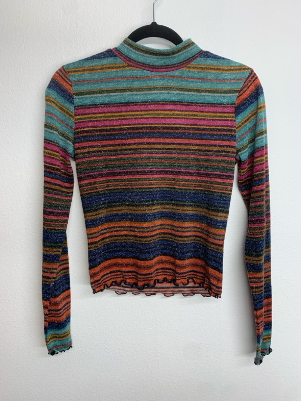 Candie's  Y2K Multicolor Striped Mock Neck Long-Sleeve Top